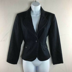 Essentials By ABS Womens One Button Suit Jacket Notch Collar Casual Black Size S
